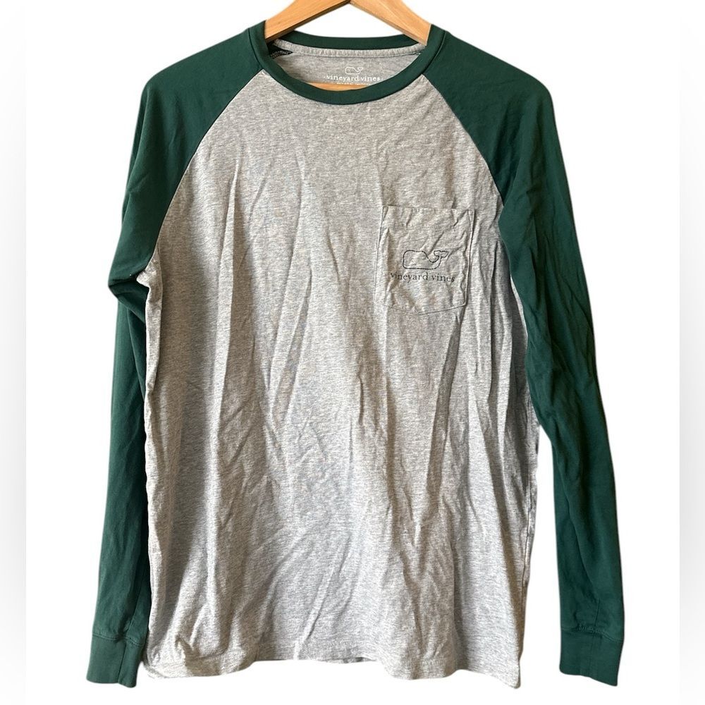 Vineyard Vines Grey Green 100% Cotton Long Sleeve Shirt Top Men's Sz M